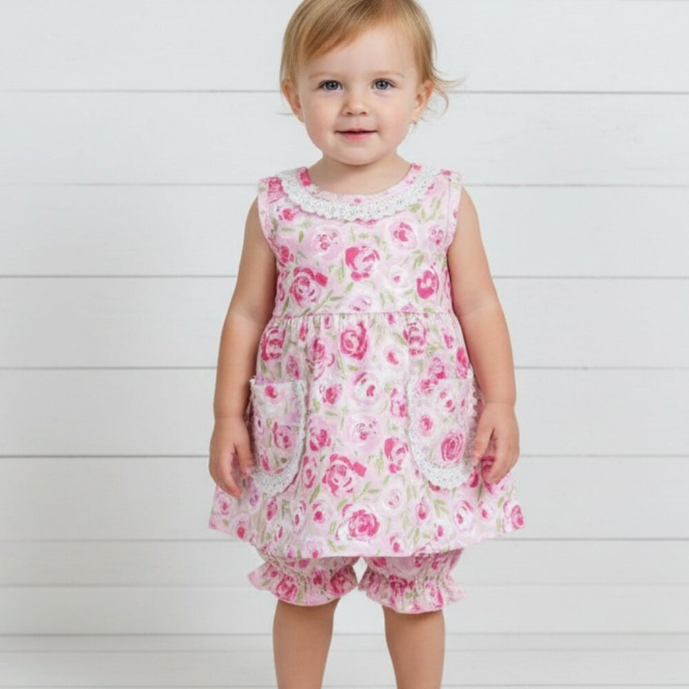 Pink Shabby Rose Toddler Short Set, Chic, Boutique, girl